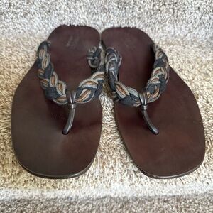Gucci Men's Brown Leather Braided Sandals